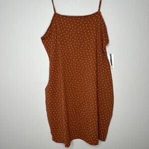 New  BP. Brown Polka Pullover Tank Dress Sleeveless Women's Size XL